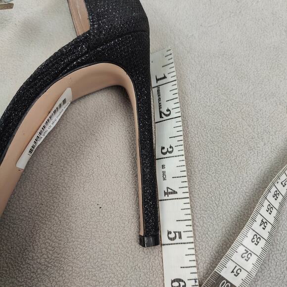 Stuart Weitzman‎ The Ruby Nudist Heels Womens 8 Black Glitter Sandals Shoes Glam - Picture 10 of 11